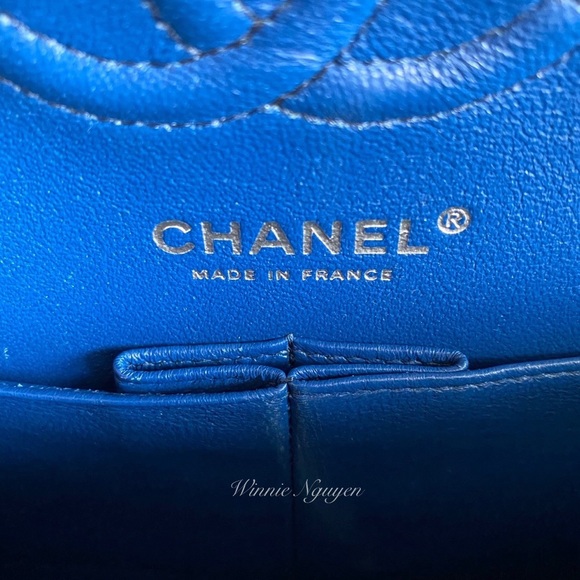 Like New Blue Chevron Small double flap in SHW - Picture 2 of 16